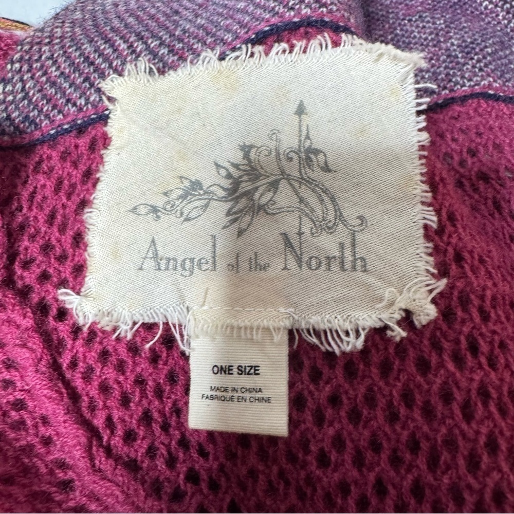 Anthropologie Angel of the North Patchwork Fringe Wrap Poncho Shawl One Size - Picture 8 of 14